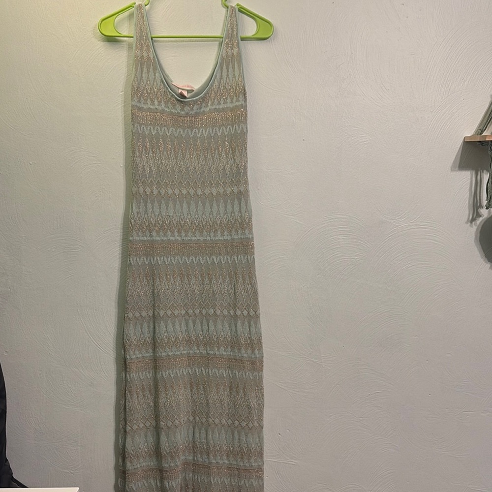 Victoria's Secret Tan and Gray Halter Sheath Maxi Dress